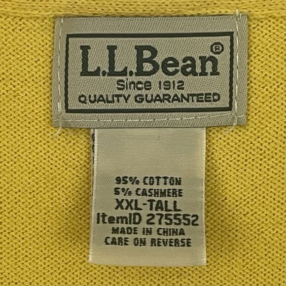 L.L. Bean Cotton Cashmere V-Neck Sweater Men’s XXL Tall Yellow Soft Knit - Picture 2 of 9